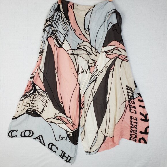 COACH x Bonnie Cashin Scarf Shawl Modal Cashmere Graphic Print Wrap Lightweight - Picture 1 of 10
